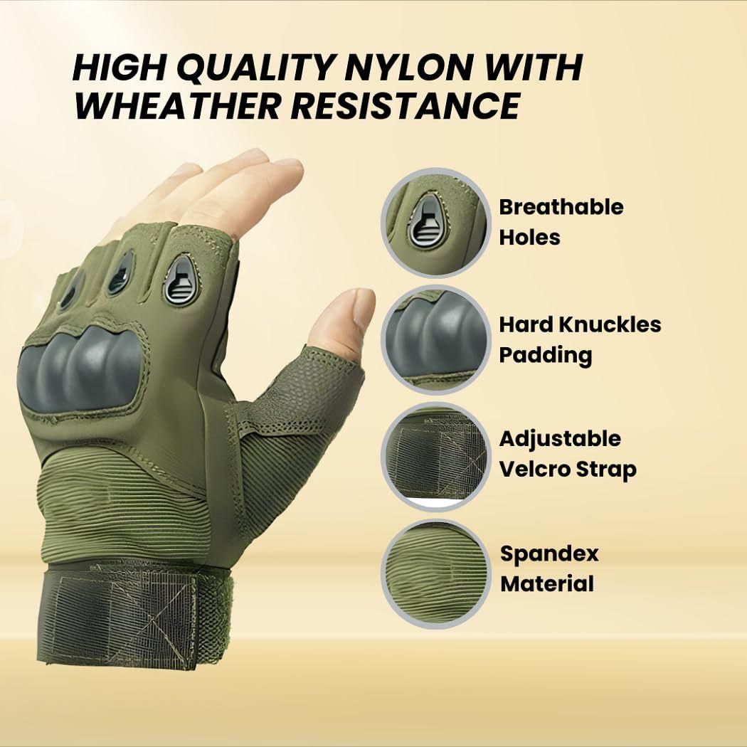 Non-Slip Half Finger Rubber Knuckle Motorcycle Gloves